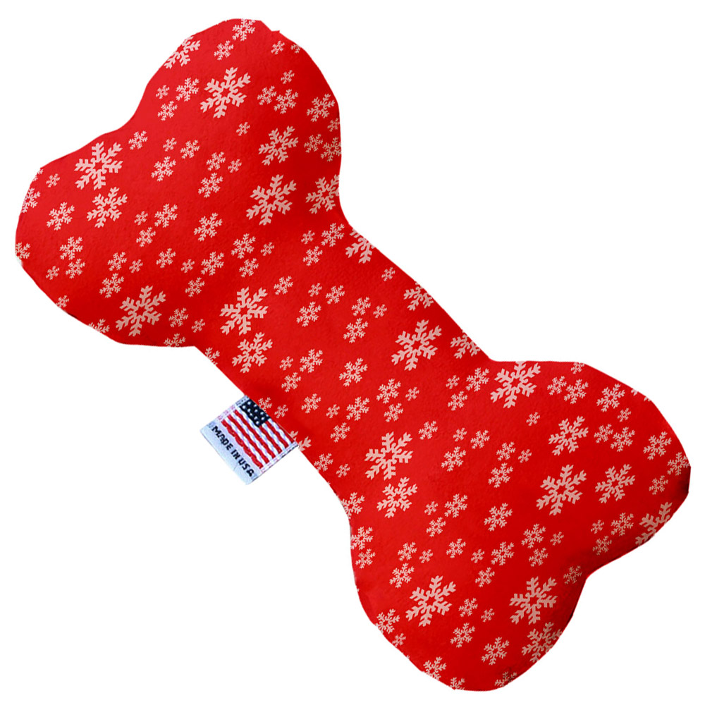 Red and White Snowflakes 6 inch Bone Dog Toy